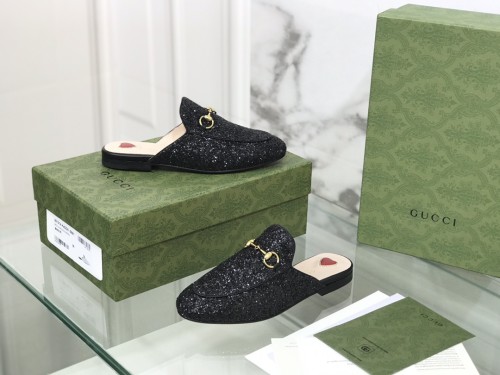 Gucci Womens Shoes Casual Loafers Design Luxury Brand Leather Women's jumbo GG Princetown slipper with Original Box 475094 UKO60 2588