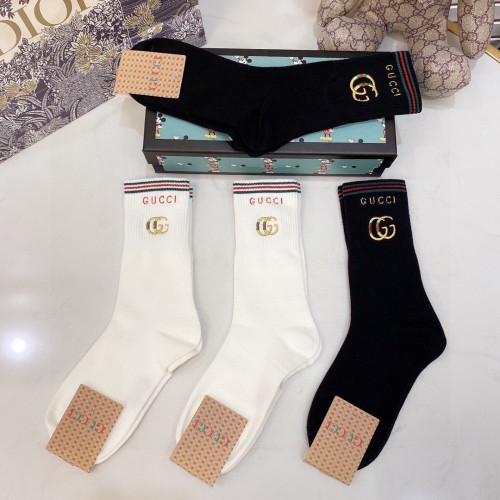 Gucci Socks 4 Pairs with Original Box Luxury Brand Breathable Gucci Sock