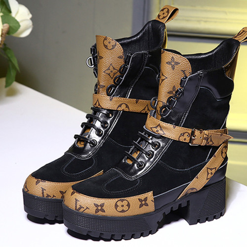 Louis Vuitton Women Shoes Boots Luxury Brand Fashion Ankle Boots LAUREATE PLATFORM DESERT BOOT