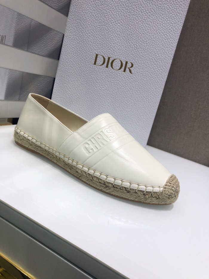 Dior Womens Shoes DIOR GRANVILLE ESPADRILLE White Embossed Lambskin with Original Box KDB692LBO_S03W