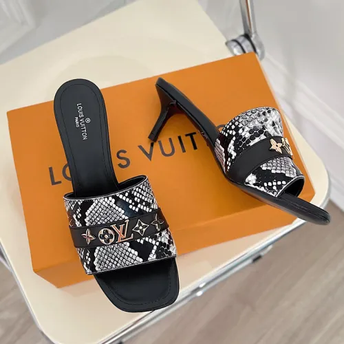 Louis Vuitton Womens Shoes Sandals Slippers Luxury Brand REVIVAL MULE 1A8W32 Natural Python and calf leather with Original Box 5.5cm Heel