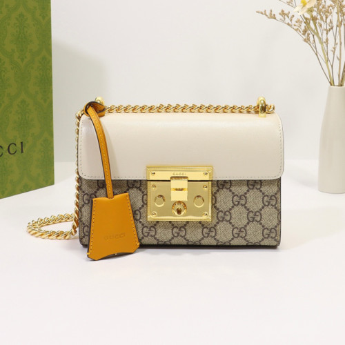 Gucci Womens Bags Shoulder Messenger Bag Luxury Brand Padlock small shoulder bag in GG Supreme canvas - Gucci 409487 KLQJG 9763