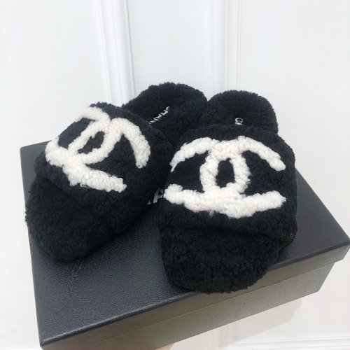Chanel Womens Shoes Mule Slide Sandal Luxury Brand Plus Velvet Slippers for Women with Original Box