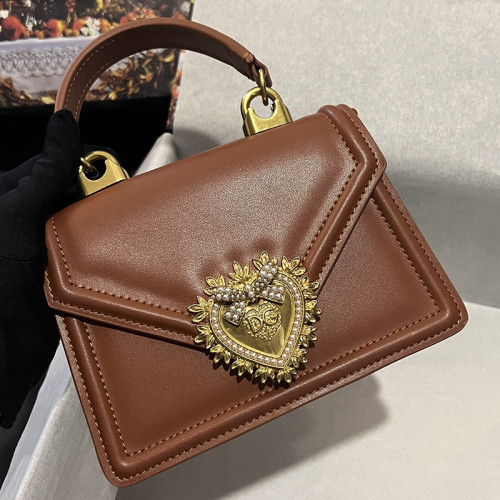 Dolce&Gabbana Womens Bags Handbags Luxury Brand Runaway Small smooth calfskin Devotion bag 19 x 13 x 4.5 cm