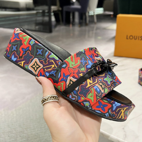 Louis Vuitton Womens Shoes Sandals Slippers Luxury Brand Louis Vuitton JUMBO FLATFORM MULE with Original Box 1A9QYY