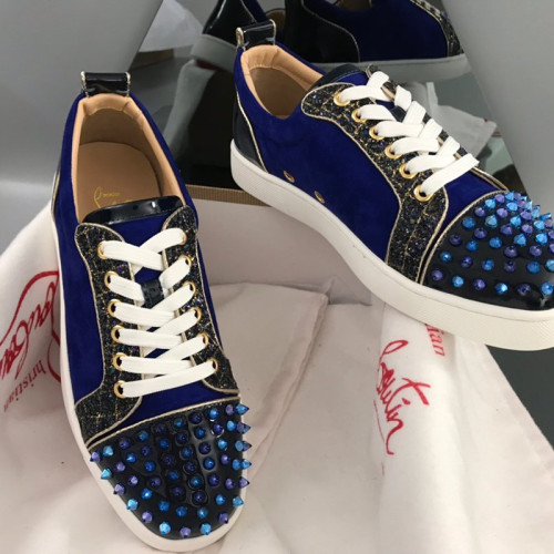 Christian Louboutin Mens Shoes Luxury Brand Red Bottom Design Louis Junior Spikes Flat with Original Box CL sneakers