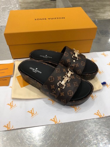 Louis Vuitton Womens Shoes Sandals Slippers Luxury Brand Louis Vuitton JUMBO FLATFORM MULE with Original Box 1A9QYY