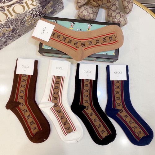 Gucci Socks 5 Pairs with Original Box Luxury Brand Breathable Gucci Sock