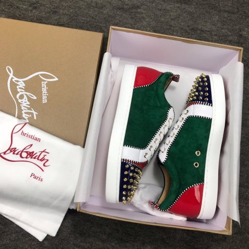 Christian Louboutin Mens Shoes Luxury Brand Red Bottom Design Louis Junior Spikes Flat with Original Box CL sneakers