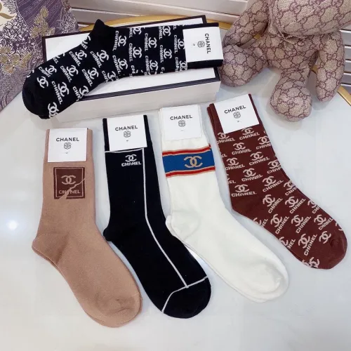 Chanel Socks 5 Pairs with Original Box Luxury Brand Breathable Chanel Sock