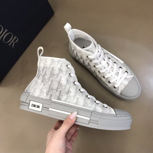 Dior Men Shoes Casual Luxury Brand B23 High-Top Sneaker Reflective Gray Dior Oblique Canvas 3SH118YNT_H068
