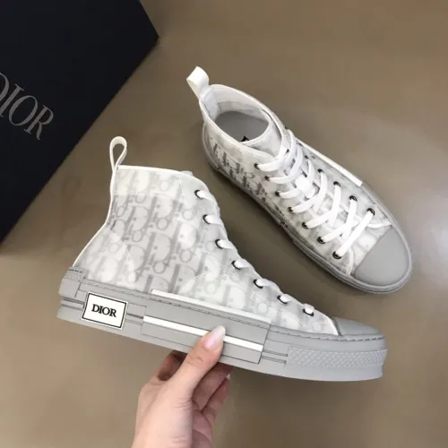 Dior Men Shoes Casual Luxury Brand B23 High-Top Sneaker Reflective Gray Dior Oblique Canvas 3SH118YNT_H068