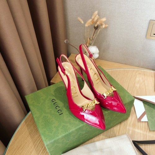 Gucci Womens Shoes Slingback Pumps Luxury Brand Design Women Sandals with 10.5cm Heel with Original Box