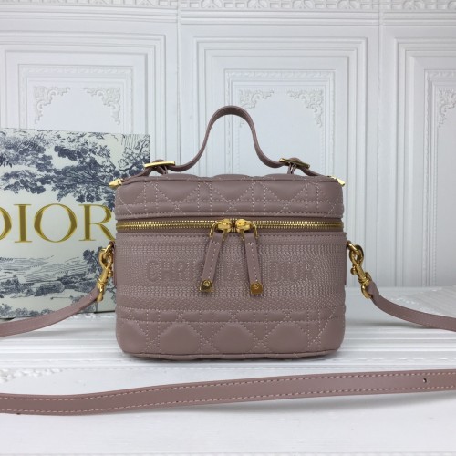 Dior Womens Bags Luxury Brand Fashion Small Diortravel Vanity Case Cannage Lambskin with Original Box