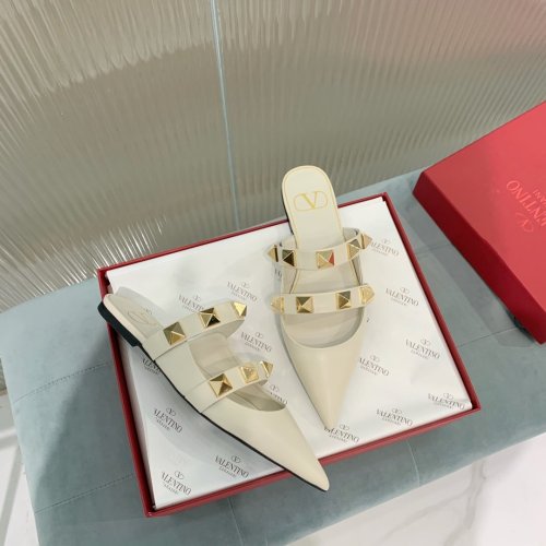 Valentino Women Shoes Mule Flip Flop Sandals ROMAN STUD FLAT MULE IN CALFSKIN with Original Box Luxury Brand