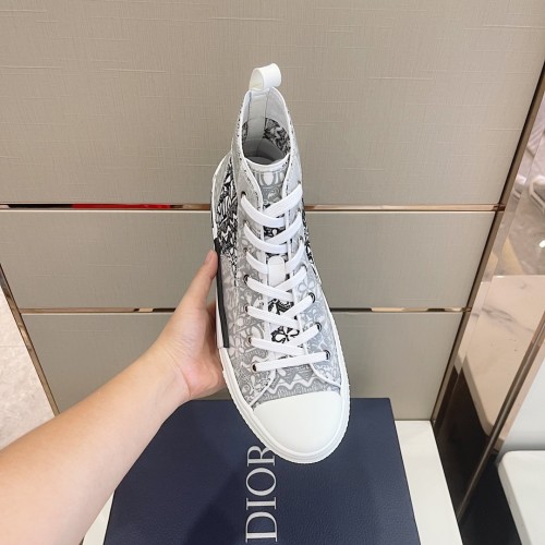 Dior Mens Shoes Sneakers Casual Luxury Brand B23 HIGH-TOP SNEAKER Dior Oblique Canvas with Original Box 3SH118ZMK_H761