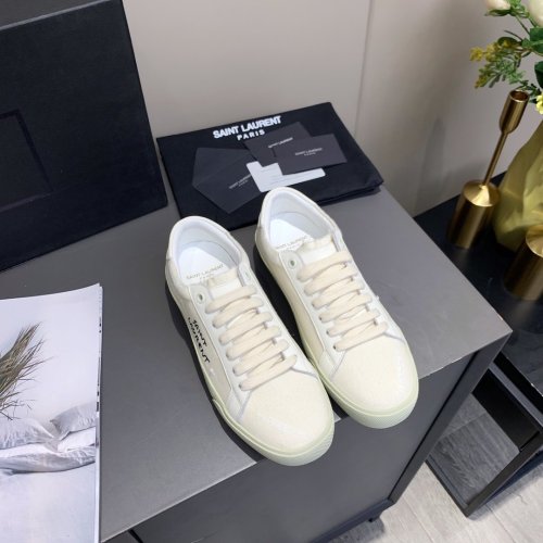 Saint Laurent YSL Men Womens Shoes COURT CLASSIC SL/06 EMBROIDERED SNEAKERS IN FABRIC AND LEATHER 610648GUP109113