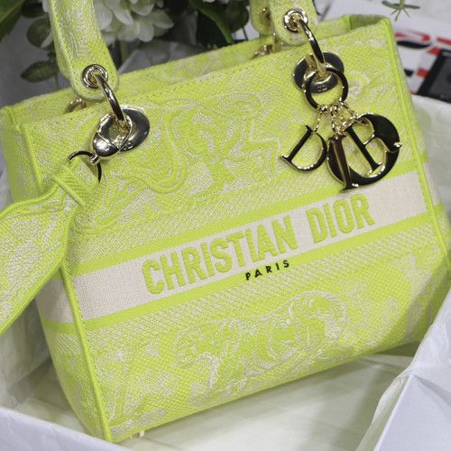 Dior Womens Bags Handbags Luxury Fashion MEDIUM LADY D-LITE BAG Lime Toile de Jouy Reverse Embroidery M0565ORGO_M60E