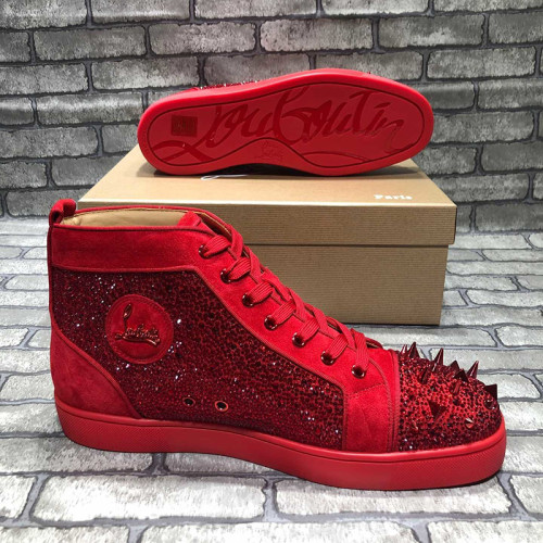 Christian Louboutin Mens Shoes Luxury Brand Red Bottom Design Louis Junior Spikes Flat with Original Box CL sneakers