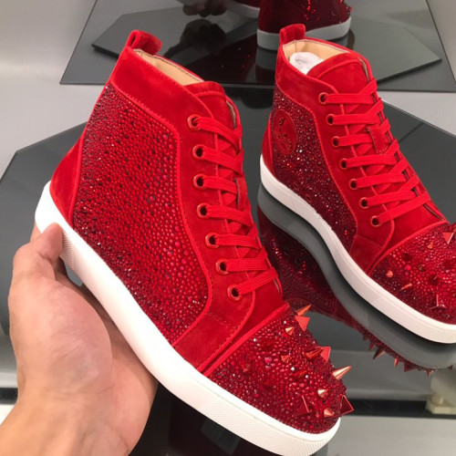 Christian Louboutin Mens Shoes Luxury Brand Red Bottom Design Louis Junior Spikes Flat with Original Box CL sneakers