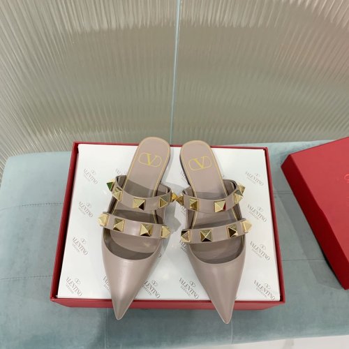 Valentino Women Shoes Mule Flip Flop Sandals ROMAN STUD FLAT MULE IN CALFSKIN with Original Box Luxury Brand