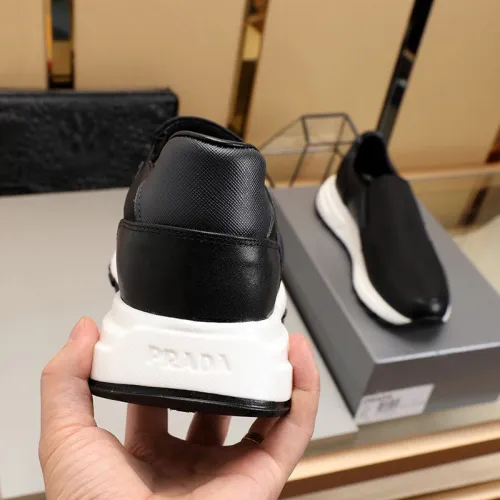 Prada Men Shoes Luxury Brand Sneakers Prax 01 Leather And Technical Fabric Slip-On Sneakers
