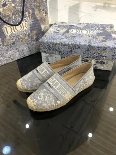 Dior Womens Shoes DIOR GRANVILLE ESPADRILLE Gray Toile de Jouy Reverse Embroidered Cotton with Original Box KDB578TJE_S37W