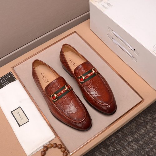 Gucci Mens Shoes Leather Design Luxury Brand Business Dress Shoes for Men with Original Box