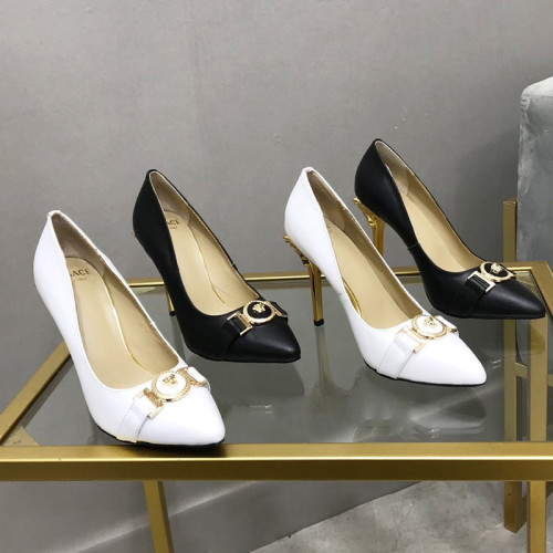 Versace Brand Womens Sandals Shoes Leather Big Size LA MEDUSA PATENT SAFETY PIN LEATHER PUMPS High Heel Design Luxury Brand Sandals for Women