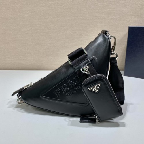 Prada Mens Womens Bags Shoulder Messenger Bags Handbags Luxury Brand Prada Triangle leather shoulder bag with Original Box 1BH190_2BYA_F0002_V_BRO