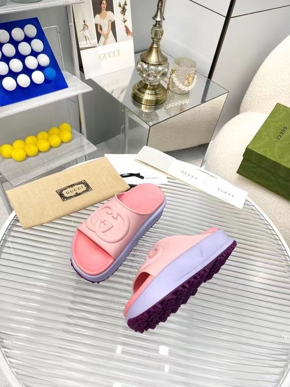 Gucci Womens Shoes Platform Slide Slippers Sandal Summer Design Luxury Brand Women's GG platform slide sandal with Original Box