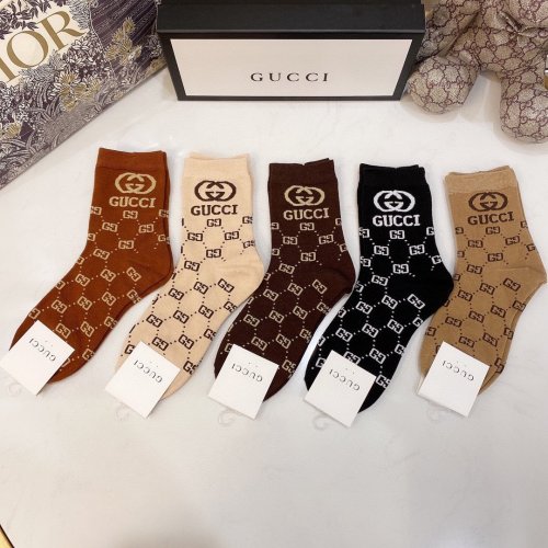 Gucci Socks 5 Pairs with Original Box Luxury Brand Breathable Gucci Sock