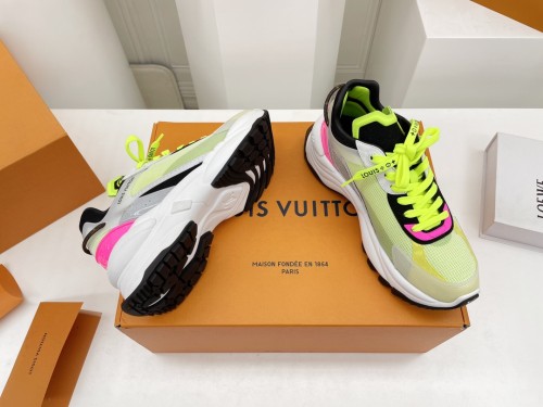 Louis Vuitton Womens Shoes Fashion Sneakers Design Luxury Brand LV RUN 55 SNEAKER with Original Box 1A9H52 Grey Mix of materials