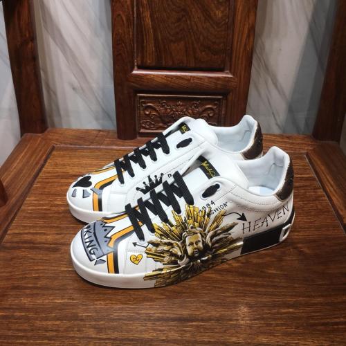 Dolce&Gabbana Men Shoes Sneakers Luxury Printed Calfskin Portofino Sneakers CS1561AU367HWS64