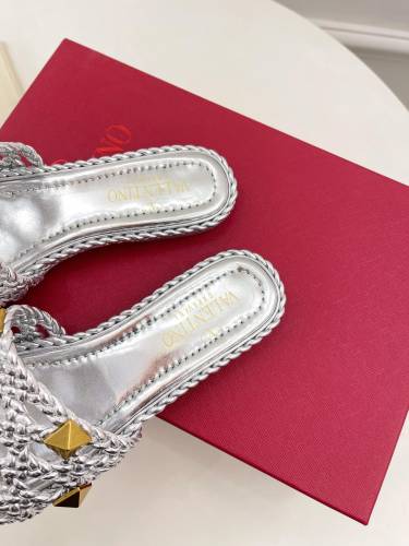 Valentino Women Shoes Mule Flip Flop Sandals ROMAN STUD SLIDE SANDAL IN QUILTED NAPPA with Original Box Luxury Brand