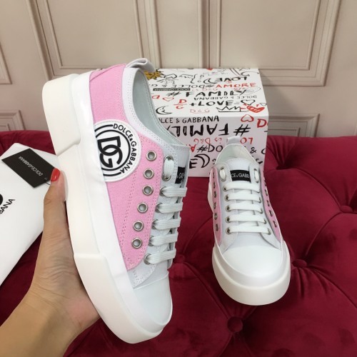 Dolce&Gabbana Womens Shoes Sneakers Fashion Type Luxury Brand Two-tone canvas Portofino Light sneakers with DG logo with Original Box CK1834AO8538Z026