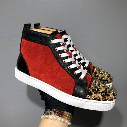 Christian Louboutin Mens Shoes Luxury Brand Red Bottom Design Louis Junior Spikes Flat with Original Box CL sneakers