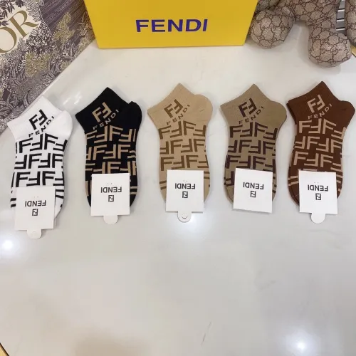 Fendi Socks 5 Pairs with Original Box Luxury Brand Breathable Fendi Sock