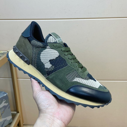 Valentino Men Shoes Fashion Design Luxury Brand ROCKRUNNER CAMOUFLAGE LAMINATED STUDDED SNEAKER with Original Box