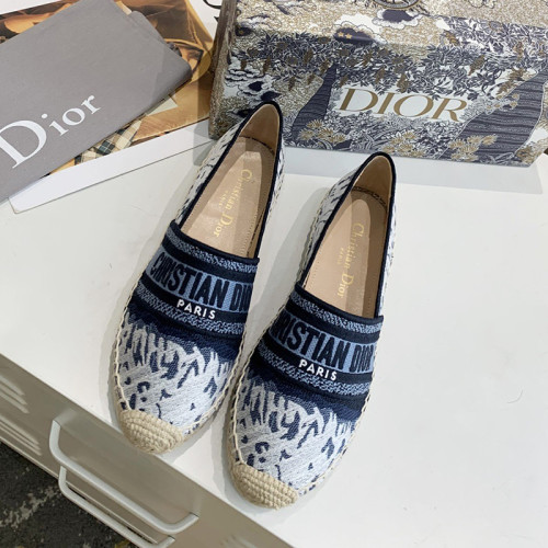 Dior Women Shoes Luxury Brand Design Dior Espadrille Nude Mesh Embroidery Womens Shoes with Original Box