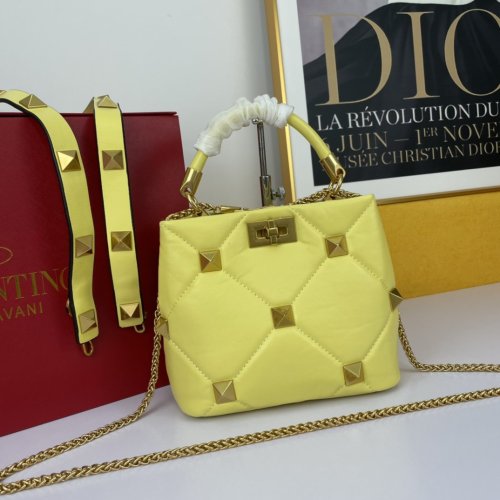 Valentino Womens Bags Crossbody Bags Handbags Luxury Brand SMALL ROMAN STUD THE HANDLE BAG IN NAPPA VW0B0I97BSFM20 with Original Box
