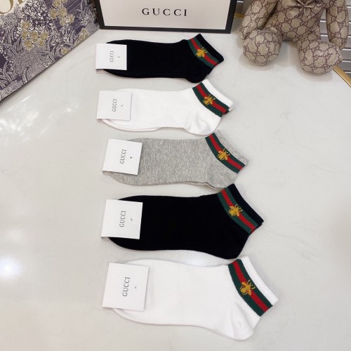 Gucci Socks 5 Pairs with Original Box Luxury Brand Breathable Gucci Sock