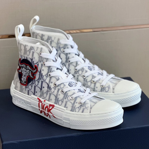 Dior Mens Shoes Sneakers Casual Luxury Brand B23 HIGH-TOP SNEAKER Dior Oblique Canvas with Original Box 3SH118ZMK_H761