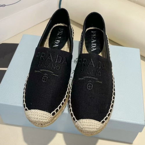 Prada Womens Shoes Casual Luxury Brand Breathable Hemp espadrilles with Original Box
