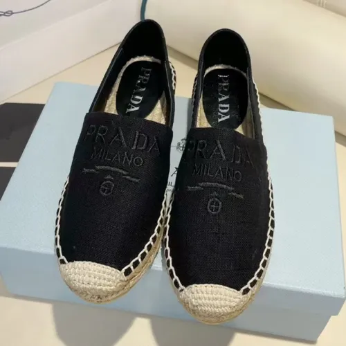 Prada Womens Shoes Casual Luxury Brand Breathable Hemp espadrilles with Original Box