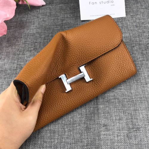 Hermes Womens Mens Wallets Purse Card Holder Leather Long Design Coin Bag with Original Box