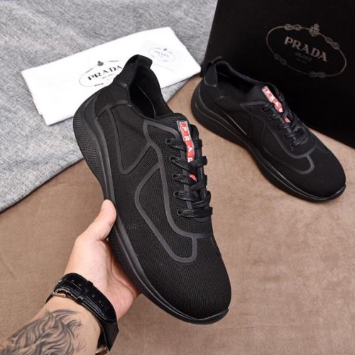 Prada Men Shoes Luxury Brand Sneakers Breathable Design Bike Fabric Sneakers