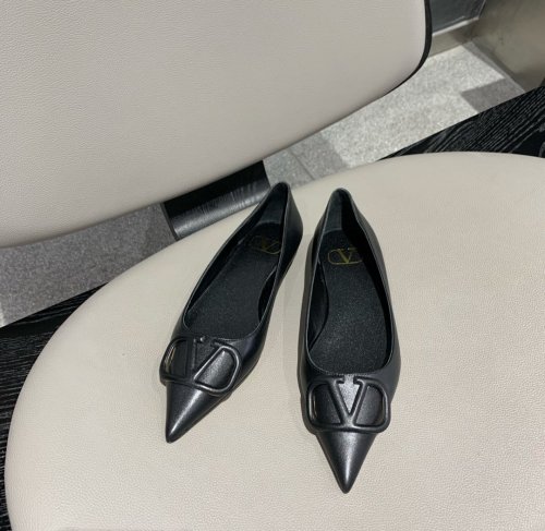Valentino Women Shoes Mule Flip Flop Sandals VLOGO SIGNATURE CALFSKIN PUMP FLAT with Original Box Luxury Brand