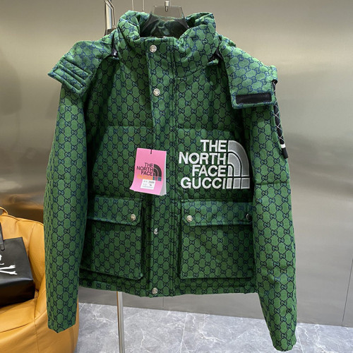 Gucci X The North Face Design Mens Womens Winter Windprood Down Jackets Keep Warm 90% White Duck Down