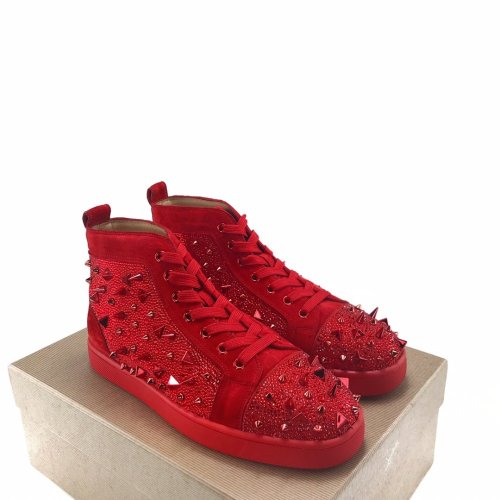Christian Louboutin Mens Shoes Luxury Brand Red Bottom Design Louis Junior Spikes Flat with Original Box CL sneakers